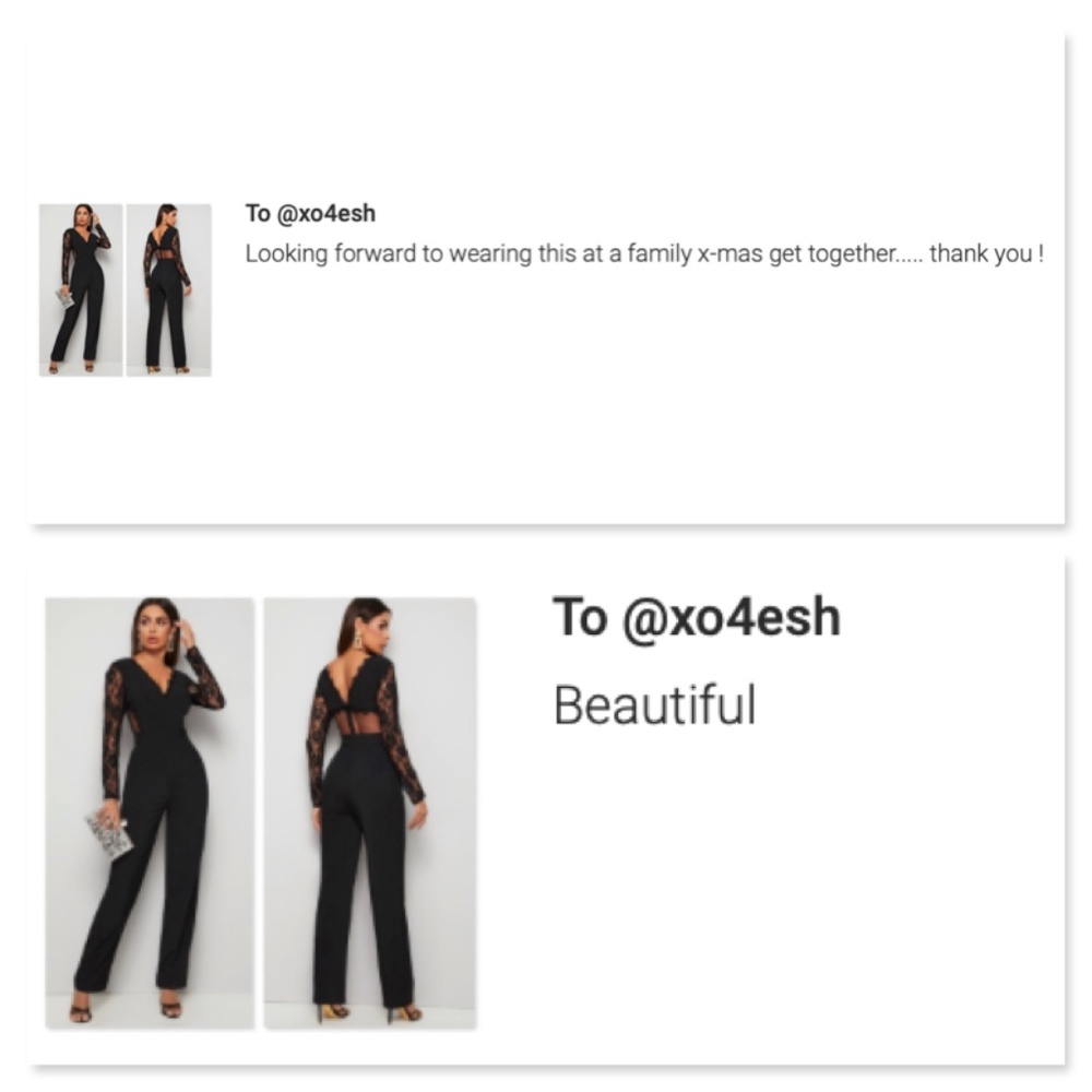 Lace Detail Black Elegant V-Neck Jumpsuit - Picture 6 of 13